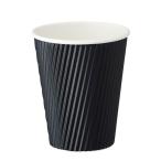 (ケース販売)リップルカップ 9oz(270ml)二重タイプ断熱コップ/ブラック 1500個(ファーストレイト)FR-5312