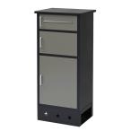 ショッピング送料込 送料込■宅配ボックス3段　ブラック×ブラウン　TBB-4911-BB　スチール製・粉体塗装　お客様組立商品（北海道・沖縄・離島は発送不可）【返品不可】