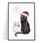 アート 黒猫 ポスター おしゃれ  A4　A3　B3　A2　B2　A1　B1　北欧 サンタ Xmas クリスマスプレゼント