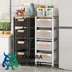 ショッピングキッチン 収納 キッチンワゴン キャスター付 キッチン収納棚 キッチンストッカー 食材ストッカー バスケットラック ラック マルチワゴン サイ 天板付き