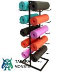 ヨガマット ストレージラック 黒の5層自立型フォームローラーヨガマットラックホルダー、 金属製両面縦型ヨガマットオーガナイザーシェルフ、 小さなスペース (S