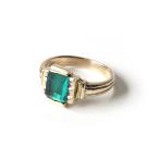 【廃番商品】hirondelle et pepin（イロンデールエペパン）/ hr-21fw-580-g k10 prince grass ring プランス ガラス リング - グリーン