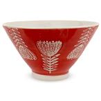 J-kitchens 勲山窯 茶碗 11cm 波佐見焼 日本製 北欧花紋 レッド