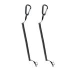 wumio スパイラルコード 2本セット 最大伸長1.5m 落下防止 ストラップ 安全ワイヤーコード カラビナ ツール 忘れ物 釣り スマホ ゴルフ