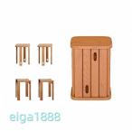 天然木スツール スタッキングチェア 椅子 4 個セット 折りたたみ ダイニングチェア サイドテーブル / ドレッサーチェア ウッドスツール 積み重ね可能 組立不要