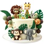  Safari животное кекс topa- Jean gru wild кекс украшение лев жираф слон зебра . сырой животное тема сделал день рождения кекс декоративный элемент re-si
