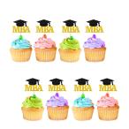 24個 Congrats MBA カップケーキトッパー、MBA 卒業カップケーキトッパー、ゴールドグリッター 卒業おめでとう卒業記念カップケーキピック