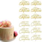 Feliz Cumpleanos кекс topa-, Gold зеркало акрил,12 деталь, Mini размер день рождения кекс украшение 