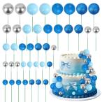 40個のボールケーキトッパー、DIYケーキインサートトッパー、記念日、結婚式、誕生日パーティー、ベビーシャワーデコレーション用のボール型ケーキトッパー