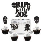Cyodoos 25 шт черный g Ritter Halloween капкейк topa-20 лет . камень день рождения Halloween Thema party кекс декоративный элемент re-