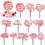 12 стиль Happy Valentines Day кекс topa- Rav Heart type акрил сладкий автограф украшение Valentine cup ke