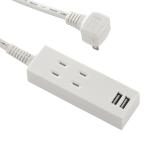 オーム電機 USBポート付安全タップ 2個口 3m HS-TU23PBT-W 00-4393