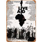 ライヴエイド　LIVE AID　1985年チャリティーコンサート  アメリカ雑貨　壁飾り　インテリア　レトロ調  ブリキ看板/飾り/バー/レストラン/カフェ  20x30cm