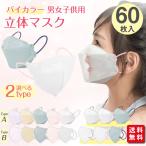 【1枚当たり15円】花粉対策 マスク 子供 60枚 立体マスク 不織布マスク 息がしやすい バイカラー キッズ 子ども くすみカラー 3D立体 パステルカラー　