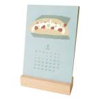 MATOKA 2026年 卓上カレンダー 木製スタンドタイプ(月曜始まり)『SWAN|スワンとよこながスイーツ』トビマツショウイチロウ(CAL-141)
