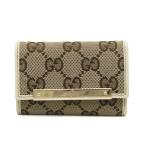 ショッピングＧＧキャンバス グッチ(Gucci) 127048 メンズ,レディース GGキャンバス レザー キーケース ベージュ,ブラウン,オフホワイト