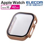 エレコム Apple Watch 42mm 用 フルカバーケース プレミアムガラス 高透明 メタリック AppleWatch 42 フルカバー ケース カバー ピンク AW-24BFCGPPN