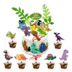  динозавр день рождения кекс topa- динозавр капкейк topa-DIY динозавр кекс украшение комплект детский динозавр Thema день рождения party сопутствующие товары 