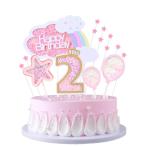 JKJF 2 лет. день рождения кекс украшение для девочки 2 лет. день рождения кекс topa- Rainbow k громкий happy день рождения кекс topa- звезда ba Rune 