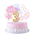 JKJF 3 лет. день рождения кекс украшение для девочки 3 лет. день рождения кекс topa- Rainbow k громкий happy день рождения кекс topa- звезда ba Rune 