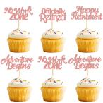Keaziu 24個 Happy Retirement カップケーキトッパー 正式に退職 ノーワークゾーン アドベンチャー ビギン カップケーキピック