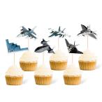 Gexolenu 24 шт печать возможность самолет десерт капкейк topa- двусторонний самолет капкейк pick baby душ украшение авиация 
