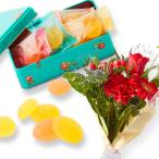 bloomee(ブルーミー) 銀座千疋屋 フルーツ ゼリー ＆ 季節のお花 8本 ミニ ブーケ セット (お菓子 フルーツ ゼリー 生花 花) ギフト