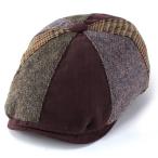 ハンチング パッチワーク 八方ハンチング メンズ 帽子 ステットソン ウール混紡 ブラウン