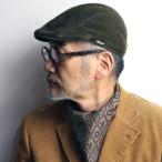 ハンチング wigens ダメージ加工 起毛コットン 帽子 メンズ プロムナード型 オリーブ