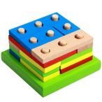 早期知育玩具 円柱差し 構成遊び カラフルブロック 型枠差し 木製 教材 児童 創造力 キッズ お誕生日 おもちゃ 【送料無料】 新品