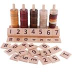 おもちゃ 円柱差し 5本 本格 木製 構成遊び ナンバーブロック付き 教材 幼児 早期知育玩具 創造力 キッズ お誕生日 モンテッソーリ教育 楽しく学習 算数 積み木