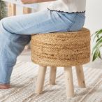 スツール 丸 ラウンド 円形 ジュート 木製脚 椅子 いす イス チェア 腰掛け オットマン 花台 家具 プランタースタンド おしゃれ インテリア 北欧 西海岸 34571