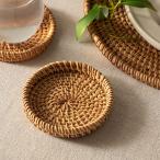 コースター ラタン 籐 約 直径 10cm トレイ トレー 小物 入れ 置き アクセサリー ピアス おしゃれ 北欧 リゾート 雑貨 インテリア 西海岸 メール便対応 51343