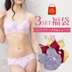 福袋 ノンワイヤーブラ & ショーツ おまかせ3点セット 送料無料 まとめ買い 女性 下着 レディース ショーツ ノンワイヤー ブラジャー エレーヌ 爆買
