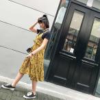 レディース 韓国ファッション シフォン ワンピース フィッシュテールスカート ノースリーブ ミモレ丈 花柄 ボタニカル柄 フレア ガーリッシュ レトロ オフコー…