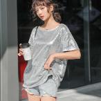 レディース 韓国ファッション ダンスウェア Tシャツ スパンコール ダンス 衣装 イベント パーティー ステージ衣装 コスチューム 学園祭 発表会 競技ドレス 舞…