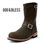 エンジニアブーツ メンズ レディース ブーツ ブラウン 茶 本革 レザー ロングブーツ GOD&BLESS ゴッド&ブレス 送料無料
