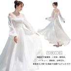 マキシ丈ワンピース ホワイト 白いワンピ マキシ丈 ボヘミアン 総レース セクシー ワンピース レディース ウェディングドレス パーティードレス Aラ