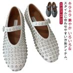 レディース フラット 大人 スタッズ バレエ パンクリベット 夏 軽い パンプス シューズ 夏コーデサンダル サマー 歩きやすい ぺたんこ パンプス