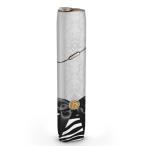 ショッピングアイコス シール igsticker IQOS3 multi 専用 デザインスキンシール アイコス マルチ ステッカー 電子 たばこ アクセサリー ゼブラ　リボン　黒 004728