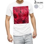 tシャツ メンズ 半袖 ホワイト グレー デザイン XS S M L XL 2XL Tシャツ ティーシャツ T shirt  バラ　赤　花束 000124