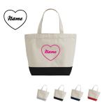 筆記体ハート名入れ2トーンキャンバストートバッグSサイズミニトート軽量軽い...
