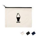 ソフトクリーム 名入れフラットポーチ ポーチ 名入れ ギフト  収納  小物入れ 雑貨入れ 文房具入れ