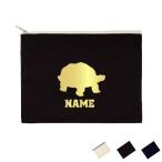 カメ 名入れフラットポーチ ポーチ 名入れ ギフト 実用性 収納 たくさん入る 小物入れ 文房具入れ 亀 Turtle 爬虫類