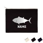 マグロ 名入れフラットポーチ ポーチ 名入れ ギフト 実用性 収納 たくさん入る 小物入れ 文房具入れ 鮪 刺身 寿司 ツナ トロ 大トロ