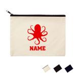 タコ 名入れフラットポーチ ポーチ 名入れ ギフト 実用性 収納 たくさん入る 小物入れ  文房具入れ   刺身 寿司 タコ焼き 軟体動物 Octopus