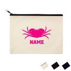 カニ 名入れフラットポーチ ポーチ 名入れ ギフト 実用性 収納 たくさん入る 小物入れ 文房具入れ 蟹 甲殻類 魚介 Crab