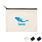 人魚 名入れフラットポーチ ポーチ 名入れ ギフト 実用性 収納 たくさん入る 小物入れ  文房具入れ   半魚人 マーメイド 伝説の生物 mermaid