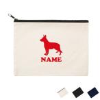 ジャーマン・シェパード 名入れフラットポーチ ポーチ 名入れ ギフト 実用性 収納   愛犬 シルエット 記念品  誕生日 プレゼント 犬種 ネームプリント