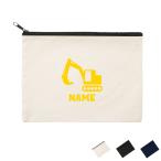 鳶職9 名入れフラットポーチ ポーチ 名入れ ギフト 実用性 収納 たくさん入る 職業 工事 ショベルカー 車両